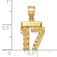 14k Small Brushed Diamond-cut Number 17 Charm-SN17