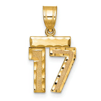 14k Small Brushed Diamond-cut Number 17 Charm-SN17
