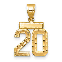 14k Small Brushed Diamond-cut Number 20 Charm-SN20