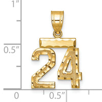14k Small Brushed Diamond-cut Number 24 Charm-SN24