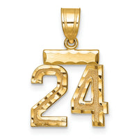 14k Small Brushed Diamond-cut Number 24 Charm-SN24