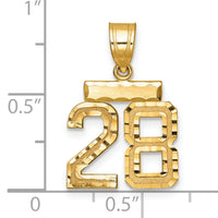 14k Small Brushed Diamond-cut Number 28 Charm-SN28