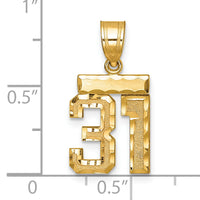 14k Small Brushed Diamond-cut Number 31 Charm-SN31