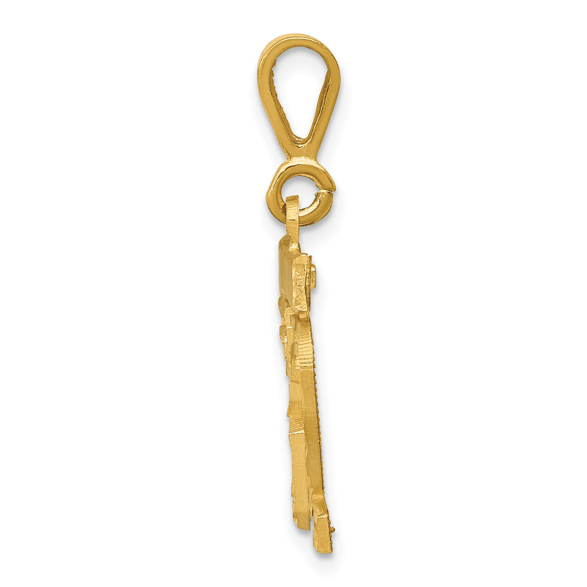 14k Small Brushed Diamond-cut Number 32 Charm-SN32