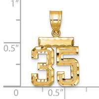 14k Small Brushed Diamond-cut Number 35 Charm-SN35
