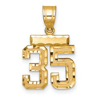 14k Small Brushed Diamond-cut Number 35 Charm-SN35