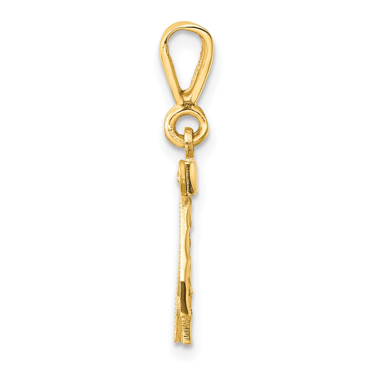 14k Small Brushed Diamond-cut Number 42 Charm-SN42