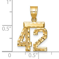 14k Small Brushed Diamond-cut Number 42 Charm-SN42