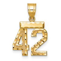 14k Small Brushed Diamond-cut Number 42 Charm-SN42