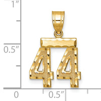 14k Small Brushed Diamond-cut Number 44 Charm-SN44