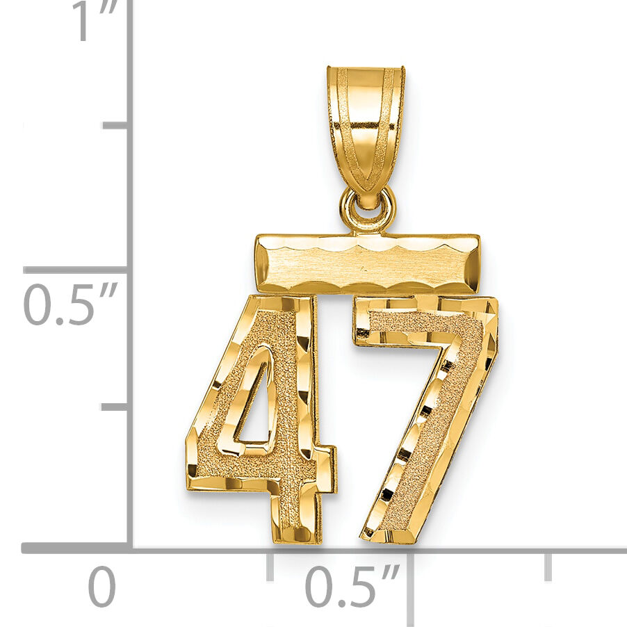 14k Small Brushed Diamond-cut Number 47 Charm-SN47