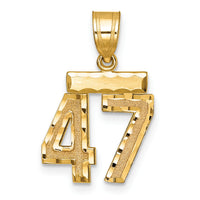 14k Small Brushed Diamond-cut Number 47 Charm-SN47