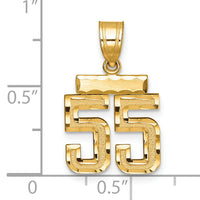 14k Small Brushed Diamond-cut Number 55 Charm-SN55