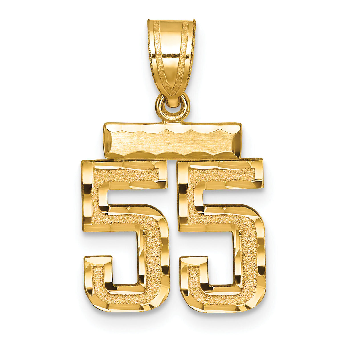 14k Small Brushed Diamond-cut Number 55 Charm-SN55