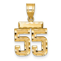 14k Small Brushed Diamond-cut Number 55 Charm-SN55