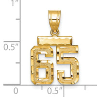 14k Small Brushed Diamond-cut Number 65 Charm-SN65