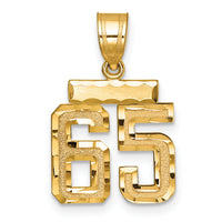 14k Small Brushed Diamond-cut Number 65 Charm-SN65
