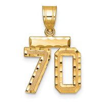 14k Small Brushed Diamond-cut Number 70 Charm-SN70