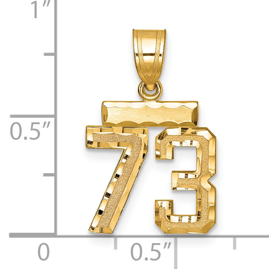 14k Small Brushed Diamond-cut Number 73 Charm-SN73