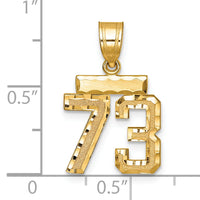14k Small Brushed Diamond-cut Number 73 Charm-SN73