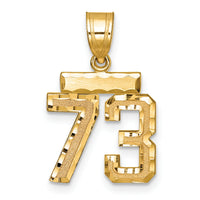 14k Small Brushed Diamond-cut Number 73 Charm-SN73