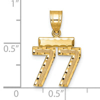 14k Small Brushed Diamond-cut Number 77 Charm-SN77
