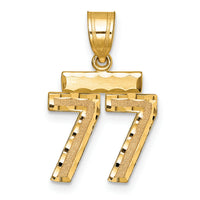 14k Small Brushed Diamond-cut Number 77 Charm-SN77