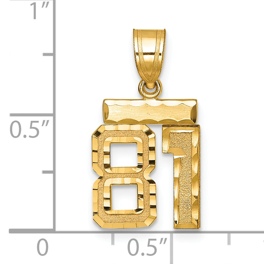 14k Small Brushed Diamond-cut Number 81 Charm-SN81