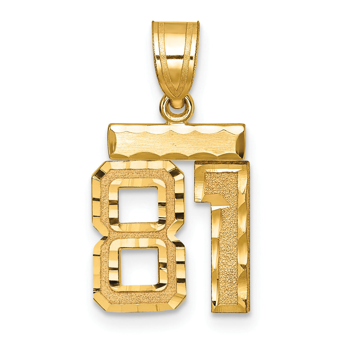 14k Small Brushed Diamond-cut Number 81 Charm-SN81