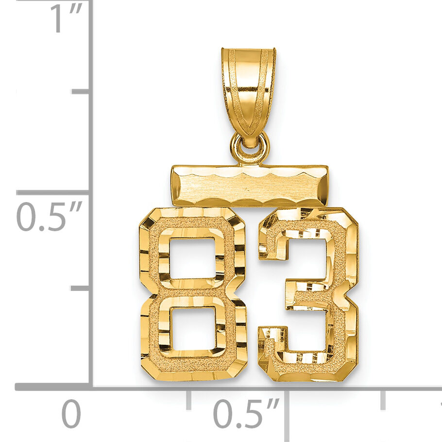14k Small Brushed Diamond-cut Number 83 Charm-SN83