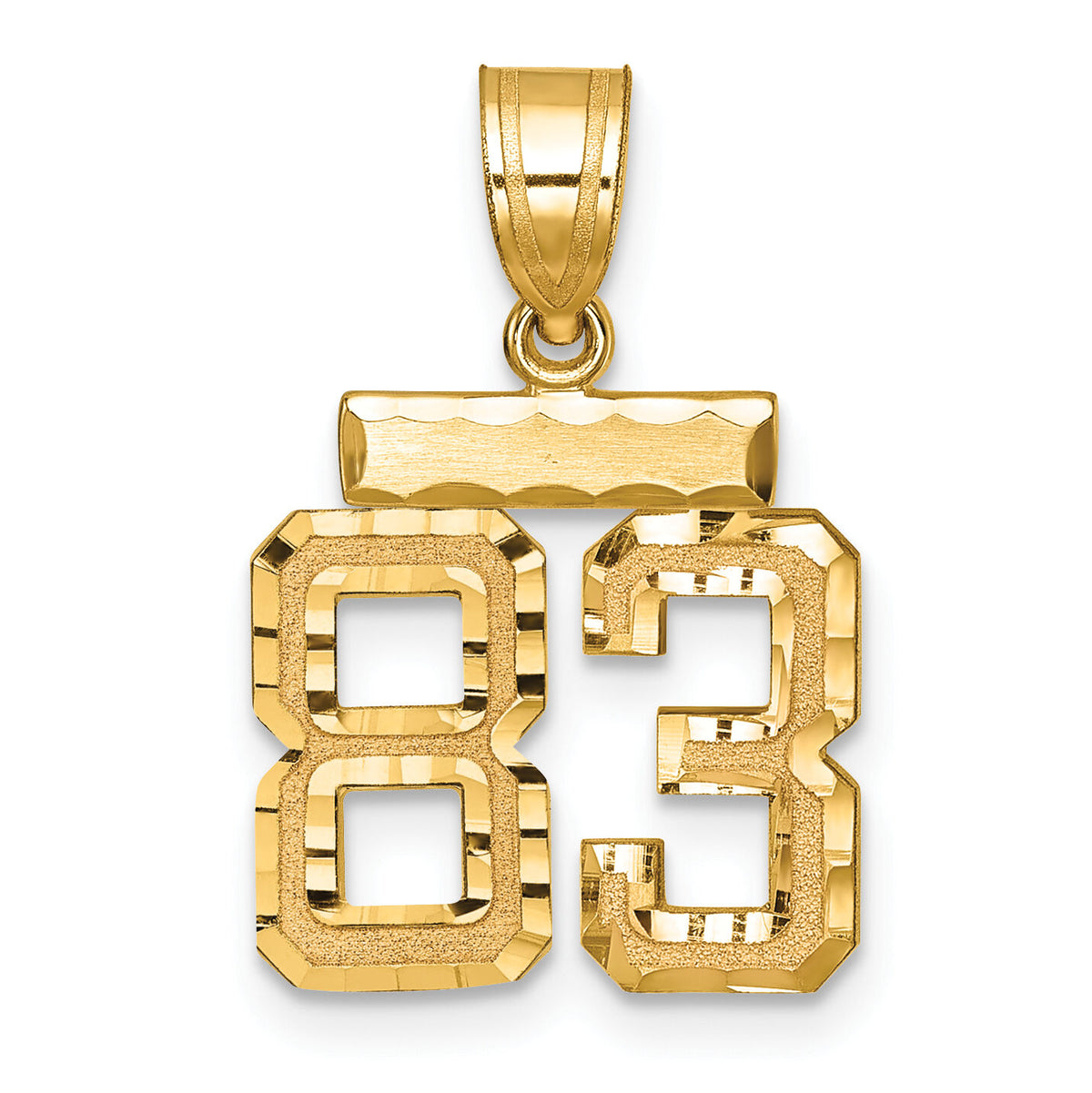 14k Small Brushed Diamond-cut Number 83 Charm-SN83