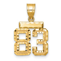 14k Small Brushed Diamond-cut Number 83 Charm-SN83