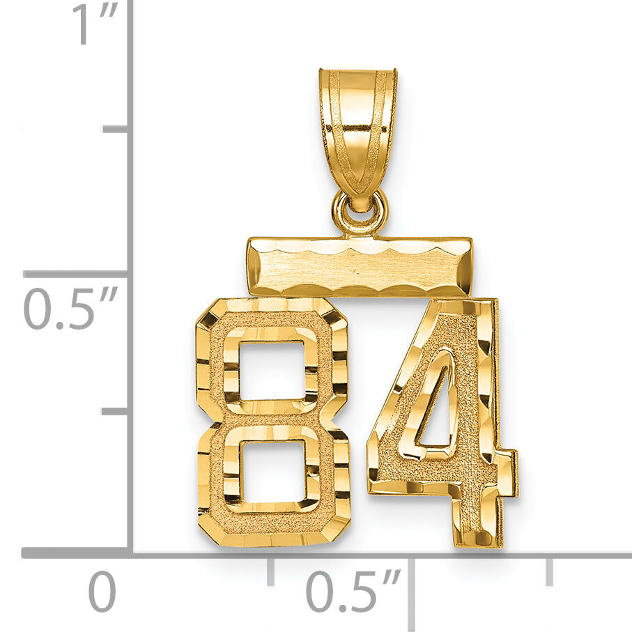 14k Small Brushed Diamond-cut Number 84 Charm-SN84