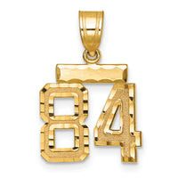 14k Small Brushed Diamond-cut Number 84 Charm-SN84
