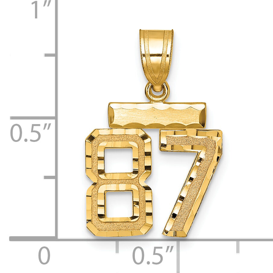 14k Small Brushed Diamond-cut Number 87 Charm-SN87