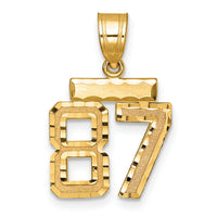 14k Small Brushed Diamond-cut Number 87 Charm-SN87