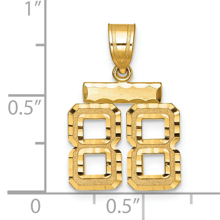 14k Small Brushed Diamond-cut Number 88 Charm-SN88