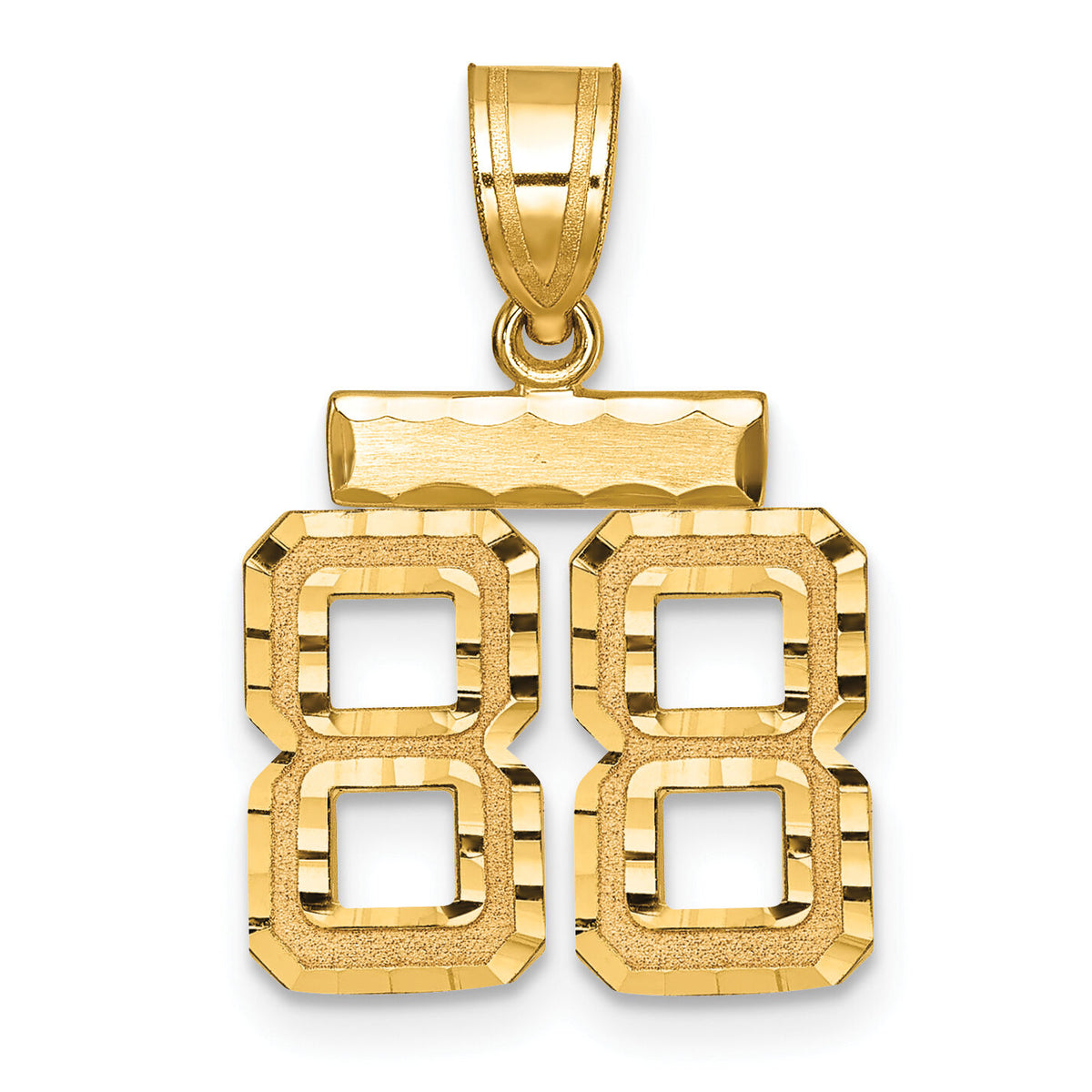 14k Small Brushed Diamond-cut Number 88 Charm-SN88