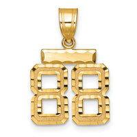 14k Small Brushed Diamond-cut Number 88 Charm-SN88