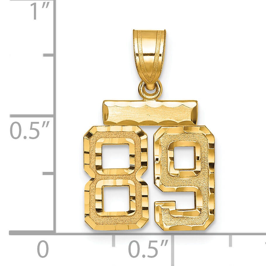 14k Small Brushed Diamond-cut Number 89 Charm-SN89