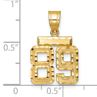 14k Small Brushed Diamond-cut Number 89 Charm-SN89