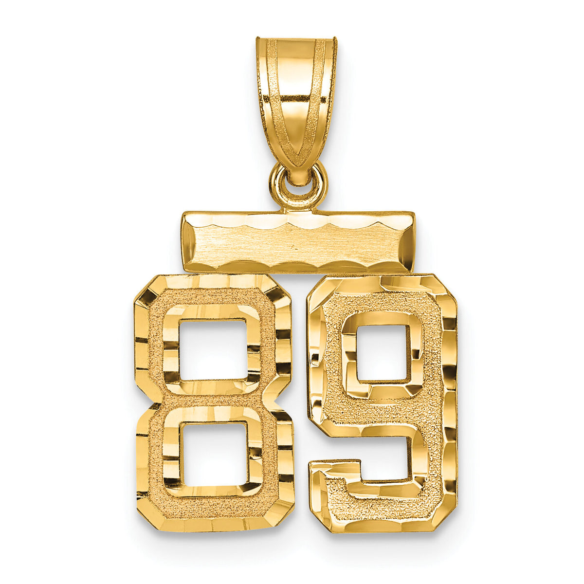 14k Small Brushed Diamond-cut Number 89 Charm-SN89