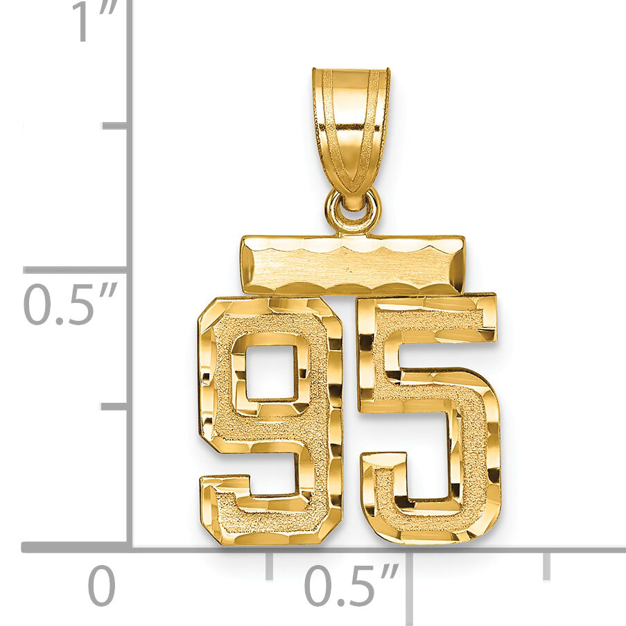 14k Small Brushed Diamond-cut Number 95 Charm-SN95