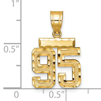 14k Small Brushed Diamond-cut Number 95 Charm-SN95