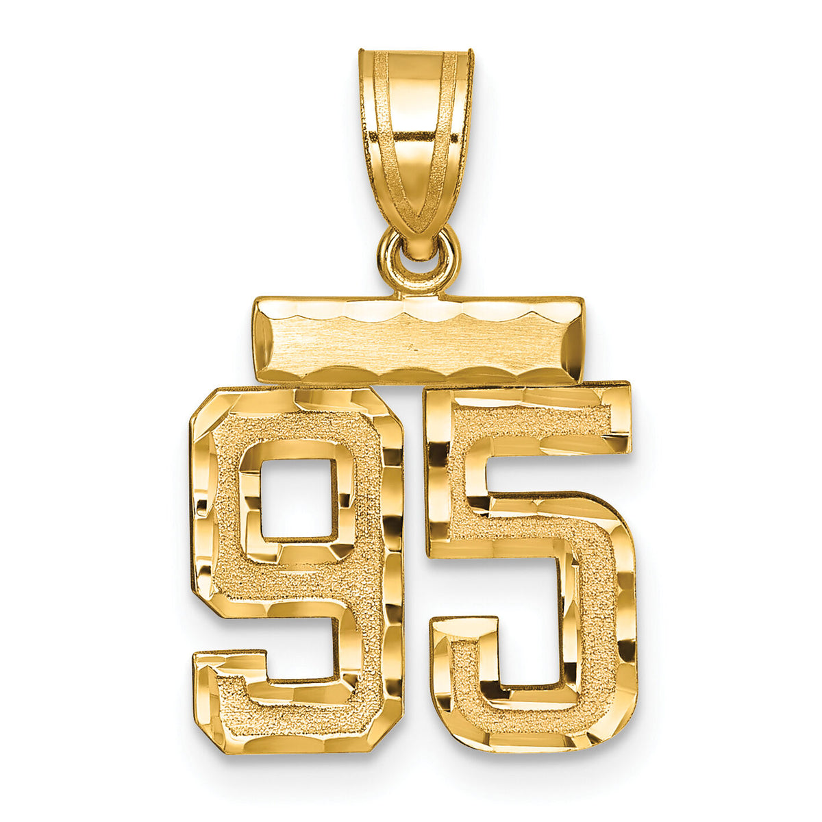 14k Small Brushed Diamond-cut Number 95 Charm-SN95