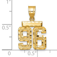14k Small Brushed Diamond-cut Number 96 Charm-SN96