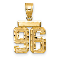 14k Small Brushed Diamond-cut Number 96 Charm-SN96