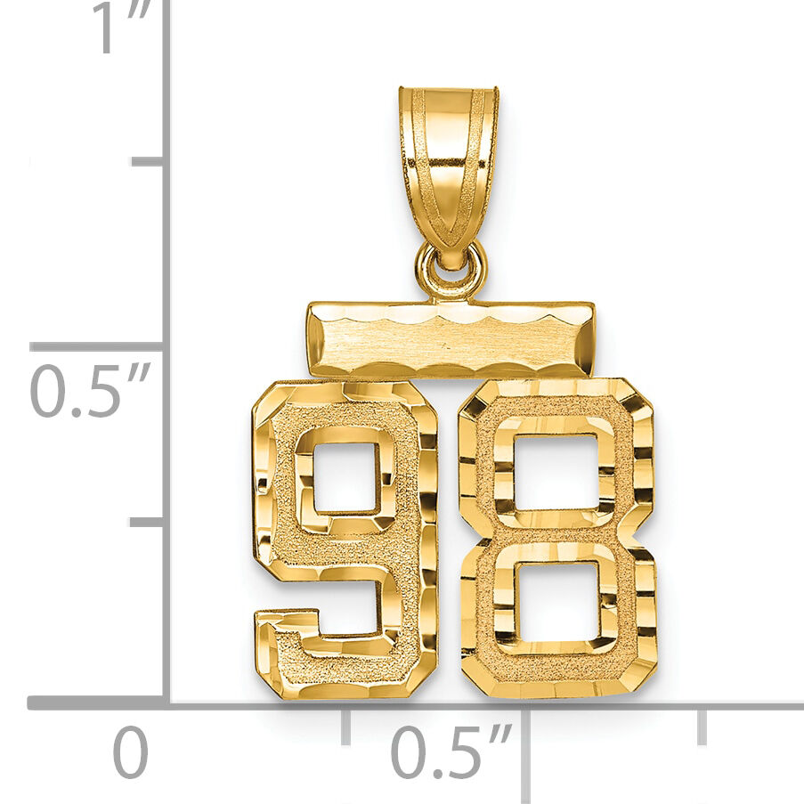 14k Small Brushed Diamond-cut Number 98 Charm-SN98