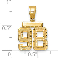 14k Small Brushed Diamond-cut Number 98 Charm-SN98