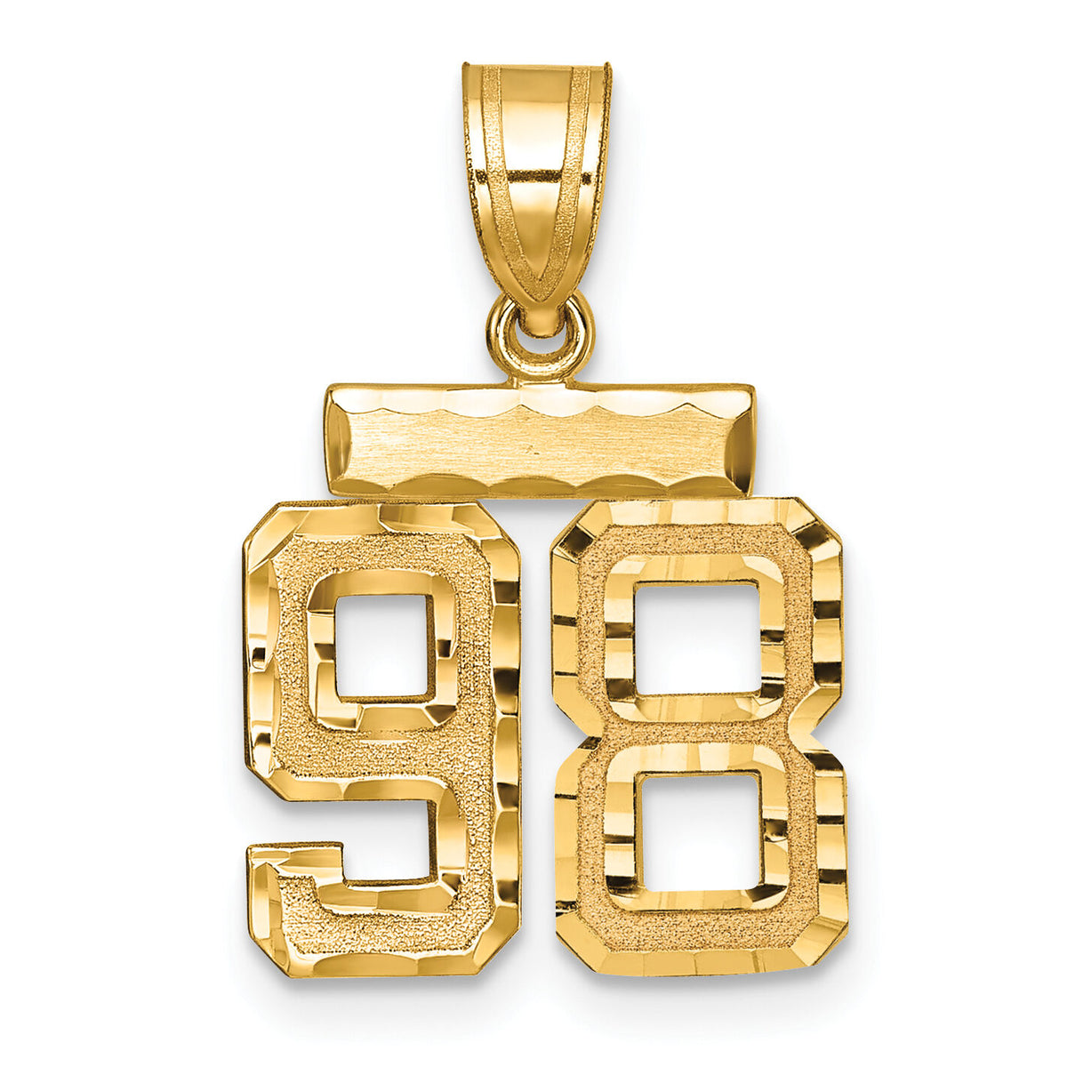 14k Small Brushed Diamond-cut Number 98 Charm-SN98